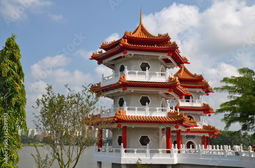 Photo: Twin Pagodas in Chinese Gardens in Singapore Twin Pagodas in Chinese Gardens in Singapore