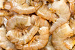 Raw headless prawns closeup