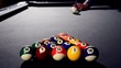 the start of the game of pool (billiard)