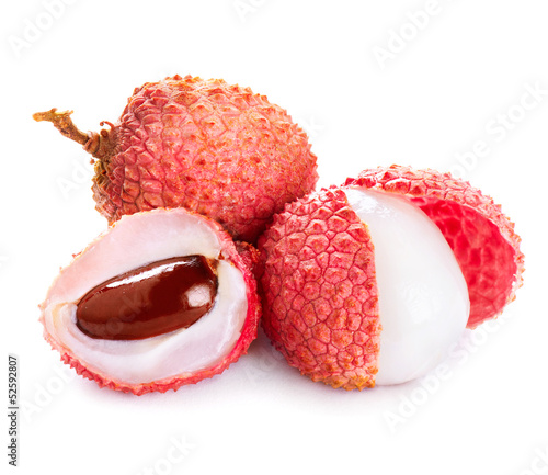 Photo: Lychee. Fresh lychees isolated on white Lychee. Fresh lychees isolated on white