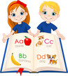 Vettoriale: Two kids and ABC book Two kids and ABC book