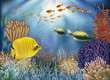 Underwater wallpaper with fishes. vector illustration