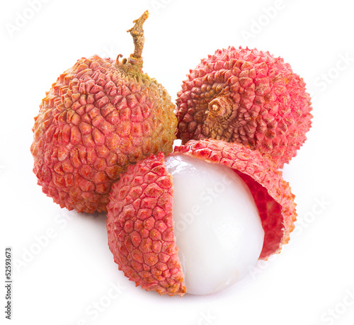 Photo: Lychee. Fresh lychees isolated on white Lychee. Fresh lychees isolated on white