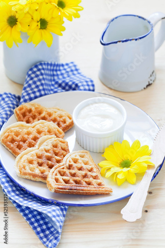 Photo: Wafers of oat bran for breakfast, selective focus Wafers of oat bran for breakfast, selective focus