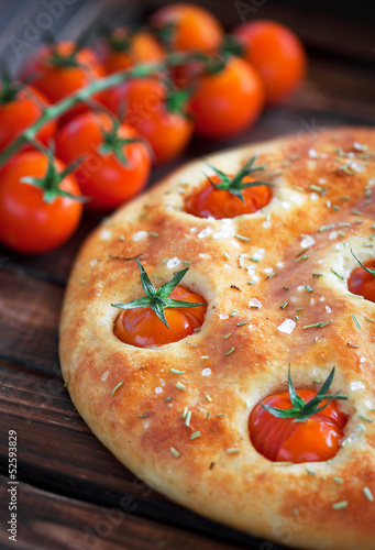 Photo: Focaccia with cherry tomatoes, rosemary and sea salt Focaccia with cherry tomatoes, rosemary and sea salt