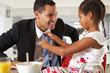 Daughter Straightens Father's Tie Before He Leaves For Work