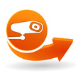 caméra de surveillance sur bouton web orange
