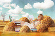 art vintage collage with beautiful woman, creative work