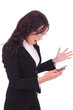 Photo: business woman angry at phone business woman angry at phone