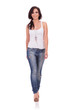 Casual Woman Walks Forward