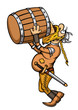 Cartoon viking drinking from a barrel