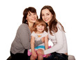 Happy smiling family, mother and two daughters