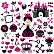 Vector: cute aggressive princess set cute aggressive princess set