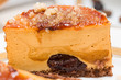 Caramel cake with chocolate cream, macro