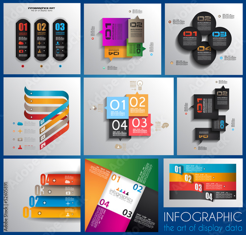 Vector: Infographic design templates collection with paper tags. Infographic design templates collection with paper tags.