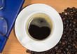 Coffee top view with background