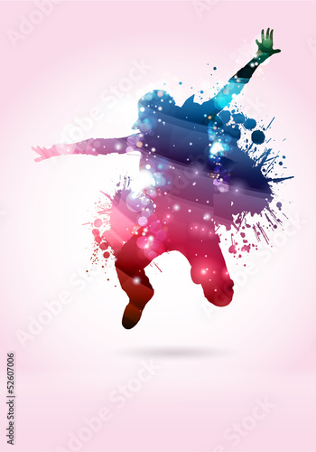 Vector: Ballerino, ballerina con macchie di colore Ballerino, ballerina con macchie di colore