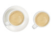 Top view of a cup of coffee, isolate on white
