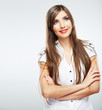 Young casual woman style isolated over white background.