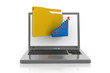 folder and graph in laptop.