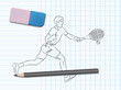 Dessin de sport sur cahier d'école : Tennis