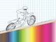 Dessin et crayons de couleur : moto-cross