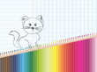 Dessin et crayons de couleur : chat