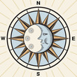 Wind rose, with the image of month in the center.