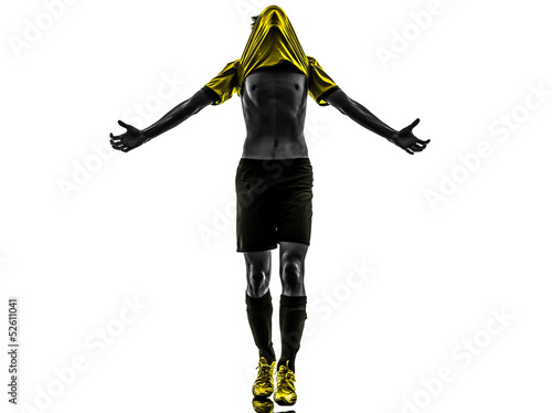 Photo: brazilian soccer football player young happiness joy man silhoue brazilian soccer football player young happiness joy man silhoue