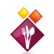 Vector: Colored squares with kitchen cutlery Colored squares with kitchen cutlery
