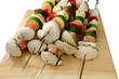 raw chicken and vegetable kebabs