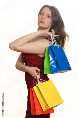 Photo: Junge Frau mit Einkaufstüten Junge Frau mit Einkaufstüten