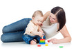 mother and baby play pyramid toy
