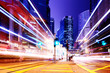 Traffic in city at night