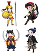 Warriors girl from various culture set 1