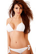 Photo: Sexy curvy brunette in a white bikini Sexy curvy brunette in a white bikini
