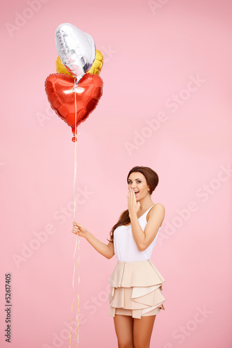 Photo: Cute brunette with balloons Cute brunette with balloons