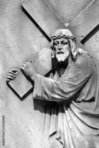 Photo: Christ Carrying the Cross - detail of antique relief Christ Carrying the Cross - detail of antique relief