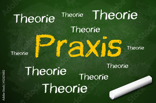 Illustration: Kreidetafel mit Praxis und Theorie Kreidetafel mit Praxis und Theorie