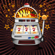 A vector slot fruit machine  winning on sevens.