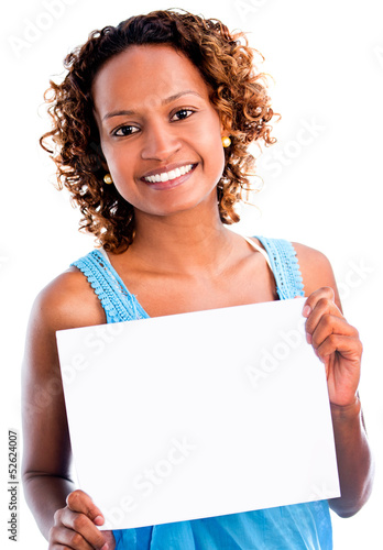 Photo: Black woman holding a banner Black woman holding a banner