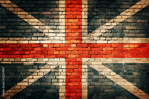United Kingdom flag on old brick wall