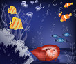 Vector: Vector illustration of a crab underwater Vector illustration of a crab underwater