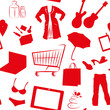 Seamless pattern with shopping red silhouettes