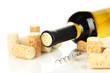 Wine and corks isolated on white