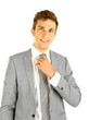 Portrait of young businessman, isolated on white
