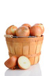 Brown onions in Basket