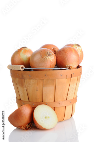 Photo: Brown onions in Basket Brown onions in Basket