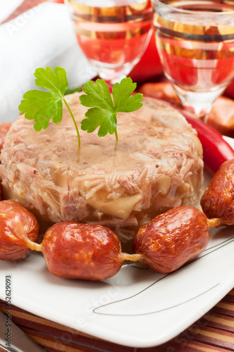 Photo: Traditional Russian food. Aspic meat jelly Traditional Russian food. Aspic meat jelly