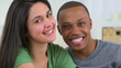 African American and Caucasian Couple smiling together